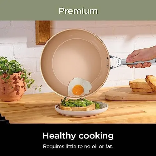 Ninja Pots and Pans Set Non Stick | Extended Life Premium Ceramic Cookware Set | 9-Piece Nonstick | PTFE Free | Oven Safe to 550°F | Induction Compatible | Frying Pan x3 | Cooking Pot x3 | CW99009