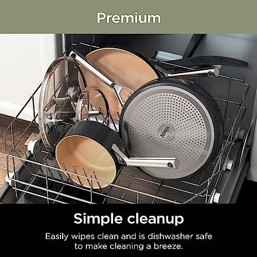 Ninja Pots and Pans Set Non Stick | Extended Life Premium Ceramic Cookware Set | 9-Piece Nonstick | PTFE Free | Oven Safe to 550°F | Induction Compatible | Frying Pan x3 | Cooking Pot x3 | CW99009