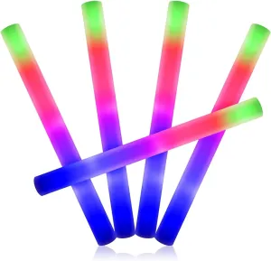 Noctiluca Foam Glow Sticks, pack of 24, LED lights 6 modes. Weddings, New Years Eve parties, Christmas, Halloween, Raves, Birthday Parties, July 4th, corporate functions, camping, etc.