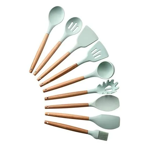 Non-stick Silicone Cooking Utensils Set with Wooden Handle BPA-FREE