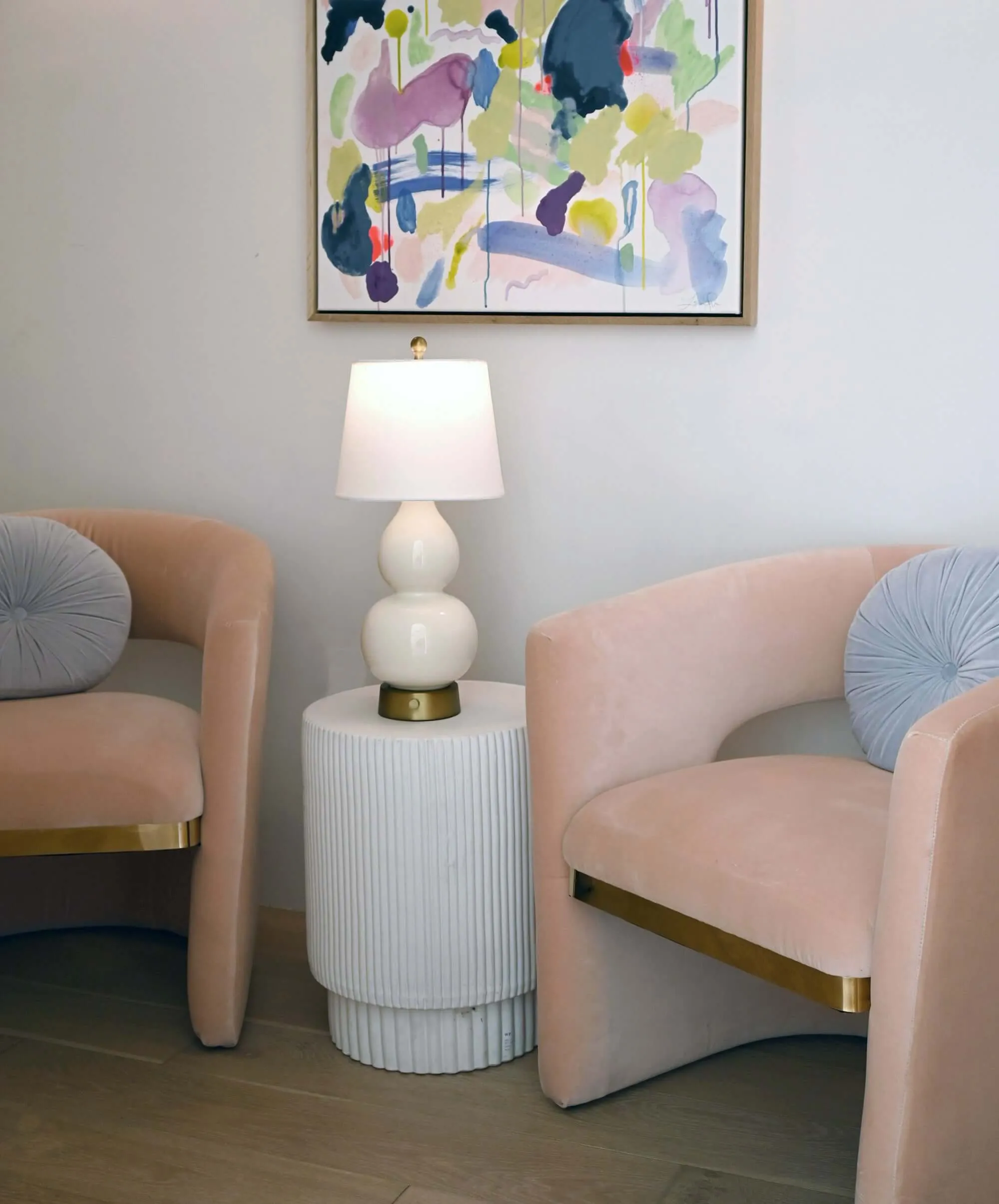 Norma Jean Ivory Ceramic on Brass - Mini Cordless Lamp -  Made in the USA