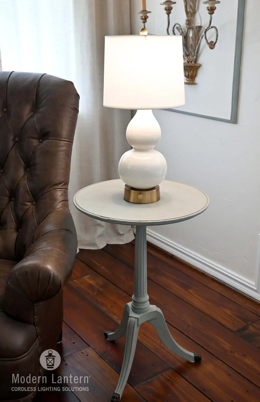 Norma Jean Ivory Ceramic on Brass - Mini Cordless Lamp -  Made in the USA