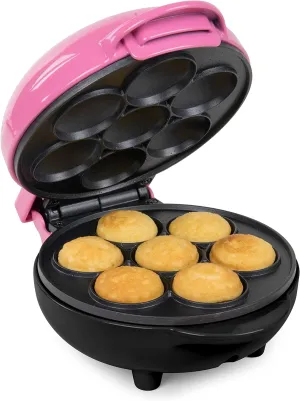 Nostalgia MyMini Cupcake Maker, Compact Size for Dorms, Apartments, Makes 7 Mini Cakes, Non-Stick Surface, Easy-To-Clean, Perfect for Dessert, Breakfast, or Snacks, Keto Friendly, Pink