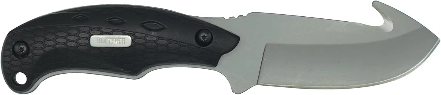 Old Timer 2143OT Gut Hook Copperhead 8.1in S.S. Full Tang Fixed Blade Knife with 3.7in Drop Point and Rubber Handle for Outdoor, Hunting and Camping