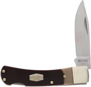 Old Timer 3OT Bearhead Traditional Lockback Pocket Knife with 2.2in High Carbon Stainless Steel Blade, Sawcut Handle, and Convenient Small Size for EDC, Whittling, Camping, Hunting, and Outdoors