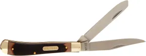 Old Timer 94OT Gunstock Trapper 6.9in S.S. Traditional Folding Knife with 3in Clip Point Blade and Sawcut Handle for Outdoor, Hunting, Camping and EDC