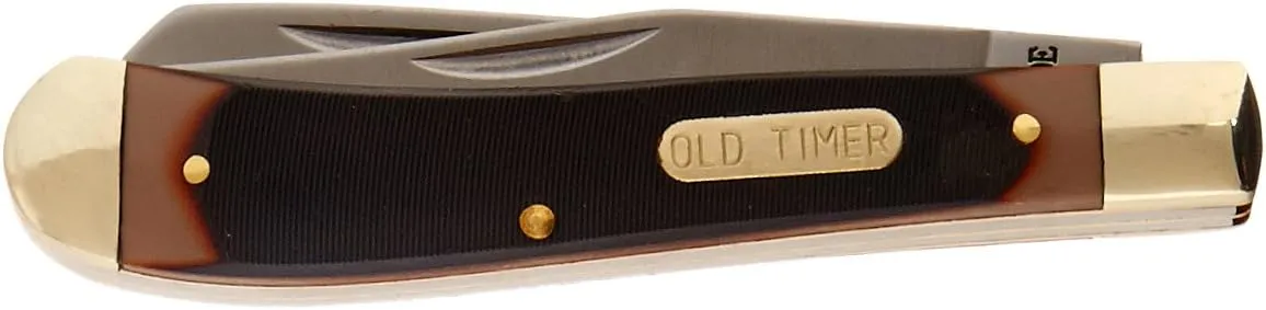 Old Timer 94OT Gunstock Trapper 6.9in S.S. Traditional Folding Knife with 3in Clip Point Blade and Sawcut Handle for Outdoor, Hunting, Camping and EDC