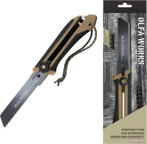 OLFA WORKS OW-BCS-1/SB Bushcraft Japanese Pull Knife, Serrated Replaceable and Retractable Carbon Tool Steel Blade, Replacement Blade: OWB-BSB-1 (Sand)
