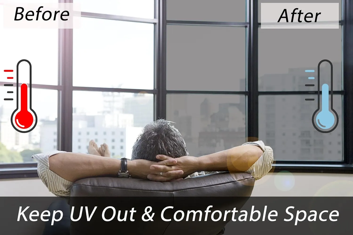 One Way Mirror Reflective Window Tint - Privacy Window Film, Sun Blocking UV and Heat Control, Static Cling 17.5"x157.5"
