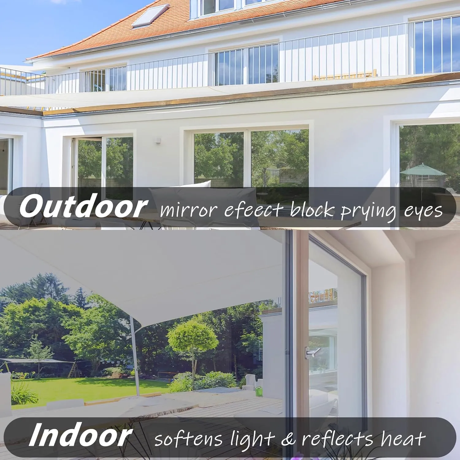 One Way Mirror Reflective Window Tint - Privacy Window Film, Sun Blocking UV and Heat Control, Static Cling 17.5"x157.5"