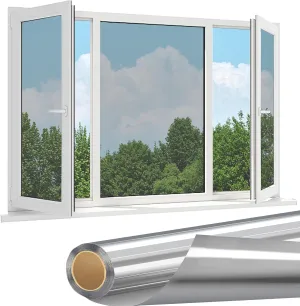 One Way Mirror Reflective Window Tint - Privacy Window Film, Sun Blocking UV and Heat Control, Static Cling 17.5"x157.5"