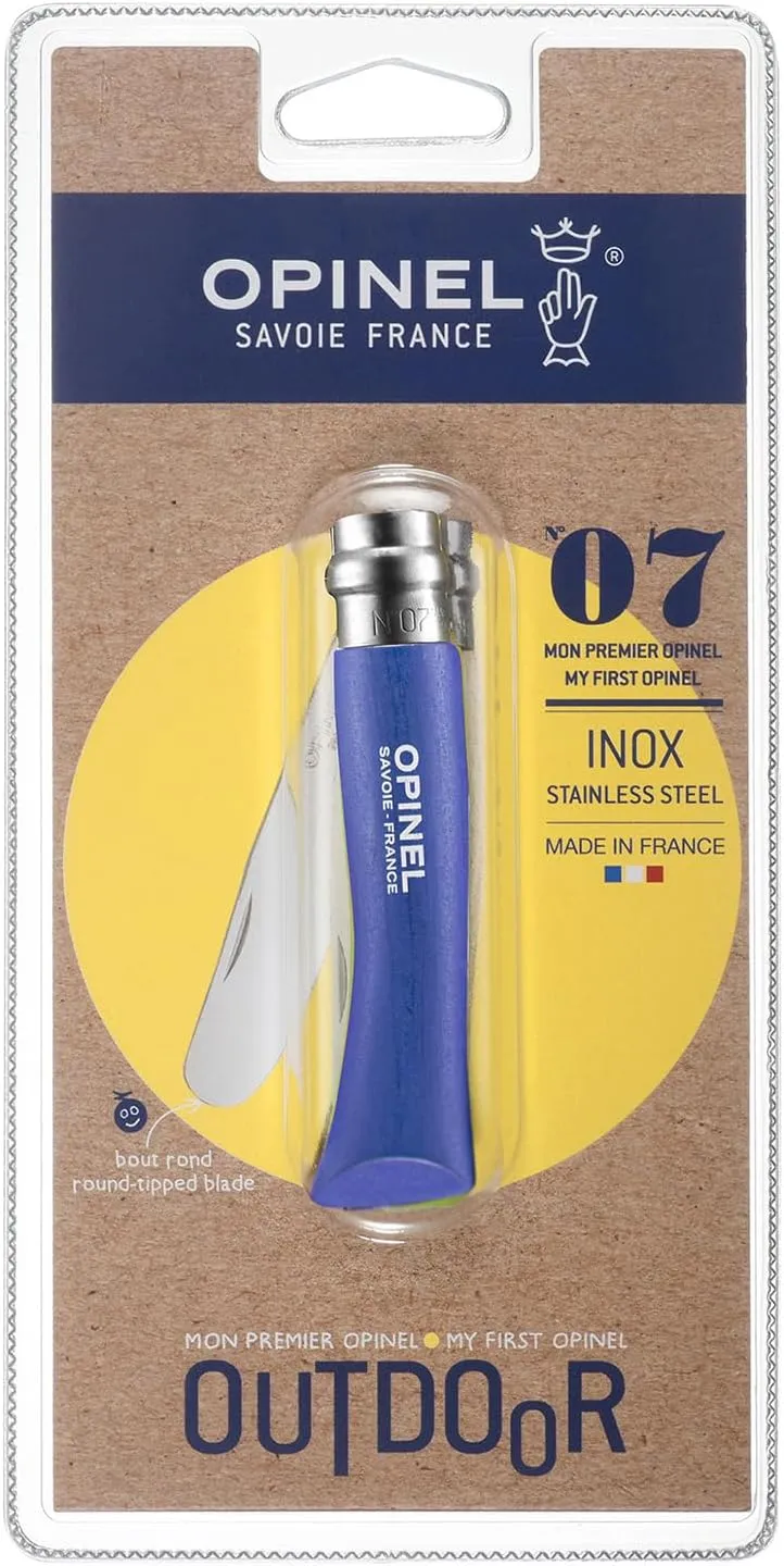 Opinel My First No.7 Stainless Steel Children’s Folding Pocket Knife with Safety Rounded Tip
