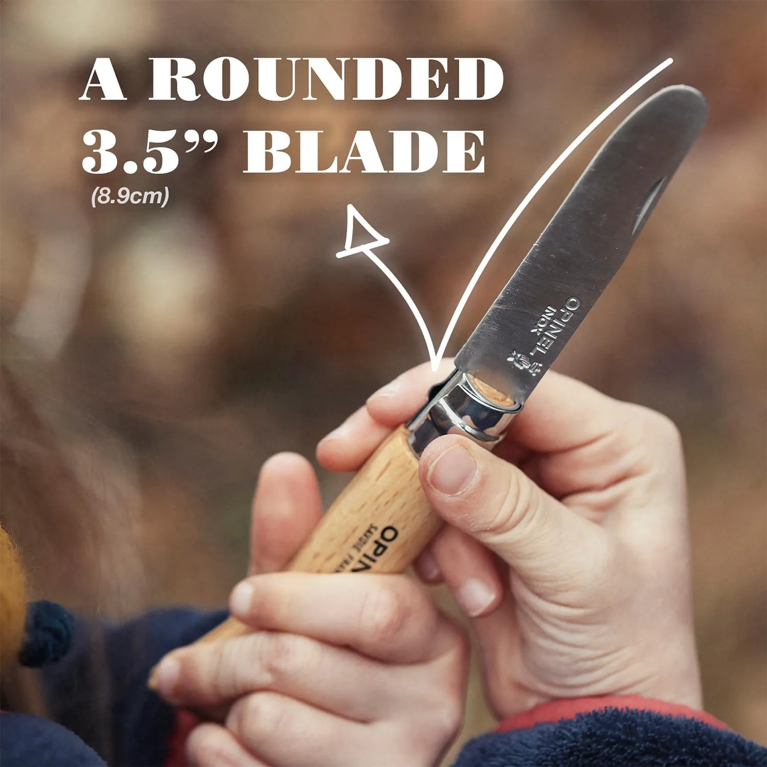 Opinel My First No.7 Stainless Steel Children’s Folding Pocket Knife with Safety Rounded Tip