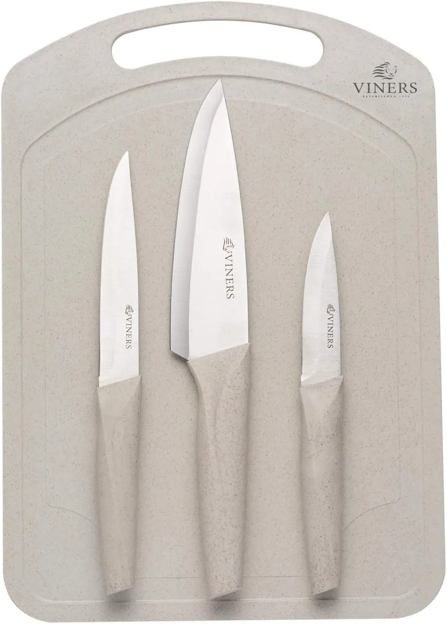 Organic 3pc Knife & Chopping Board Set