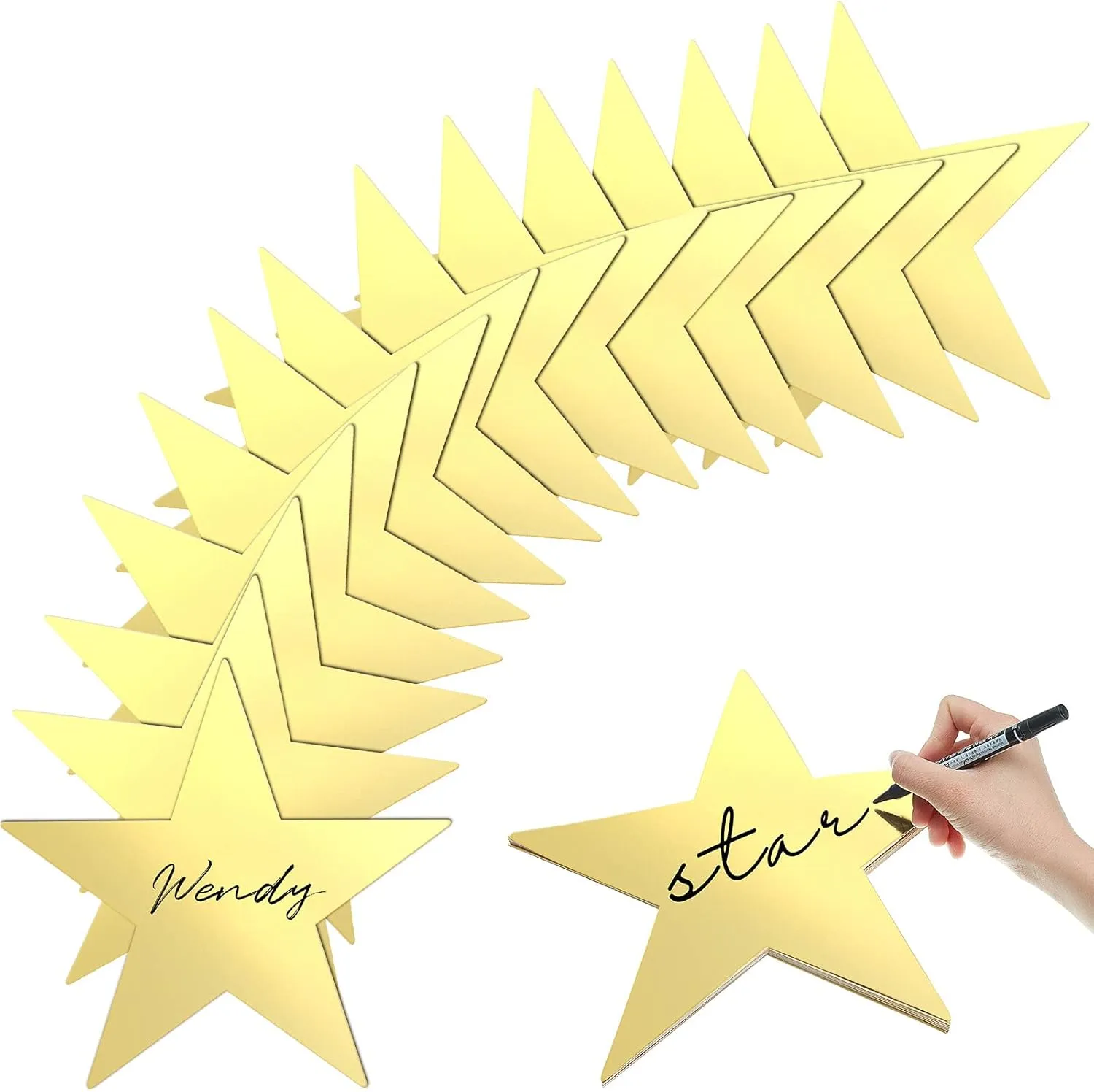 Outus 48 Pieces 11 Inch Large Gold Stars Cutouts Gold Stars Decoration Double Printed Paper Stars for Wedding Bulletin Board Decoration Classroom Wall Party Decoration Graduation Party Decoration