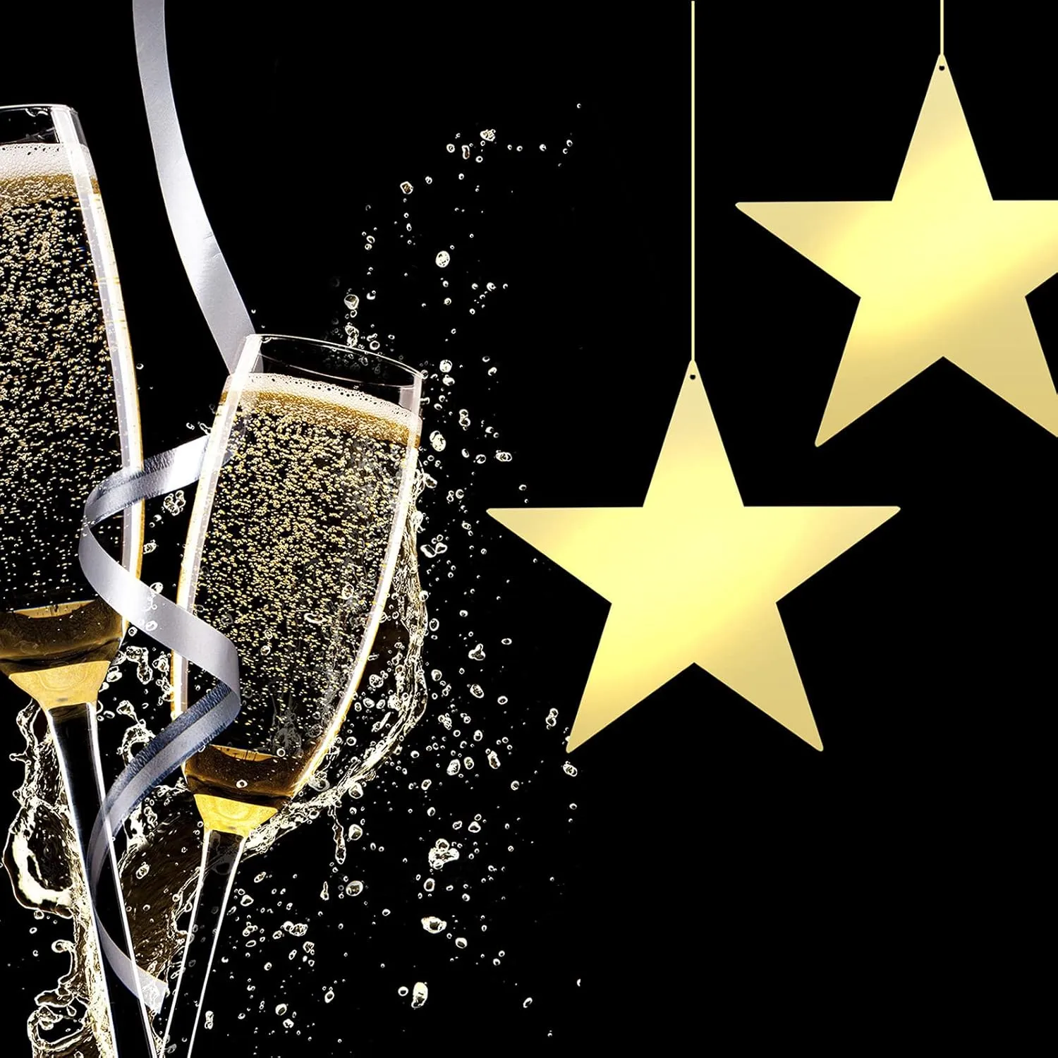 Outus 48 Pieces 11 Inch Large Gold Stars Cutouts Gold Stars Decoration Double Printed Paper Stars for Wedding Bulletin Board Decoration Classroom Wall Party Decoration Graduation Party Decoration