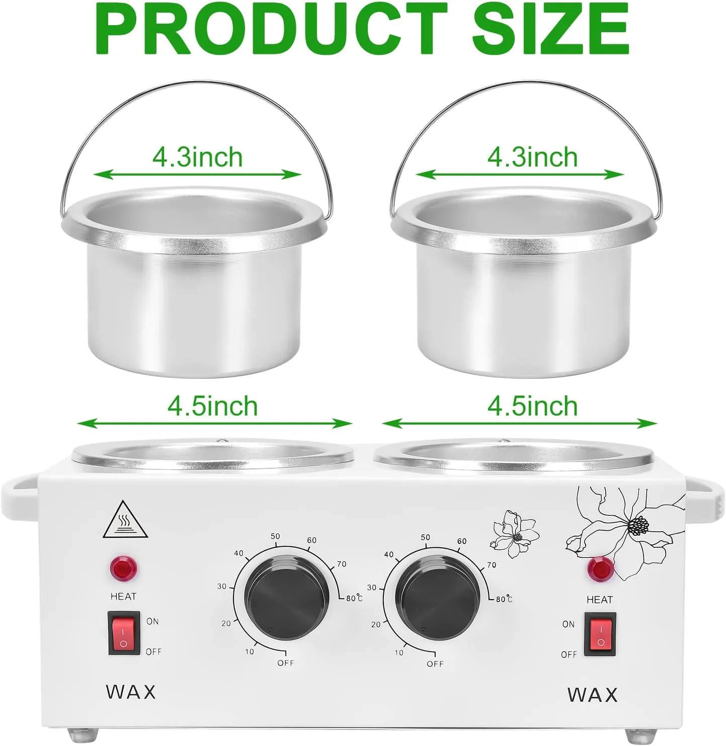 Panghuhu88 Panghuhu88 Double Professional Wax Warmer Pot,Dual Parrafin Waxing Machine, SPA Equipment Adjustable Temperature, Facial Skin Hair Removal Tool Set