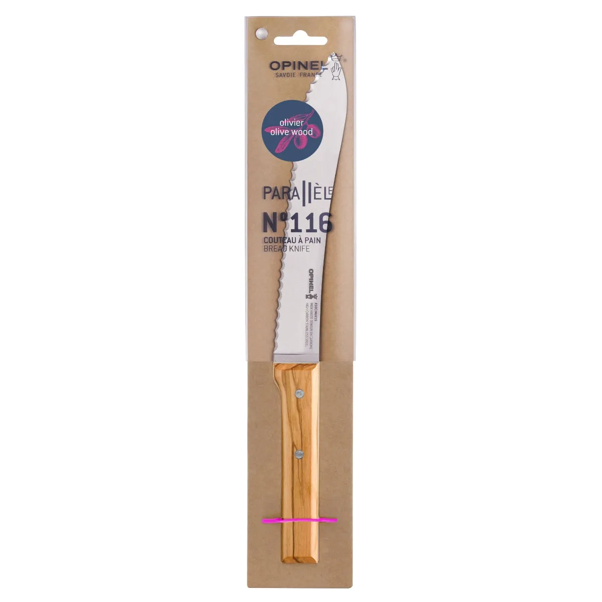 Parallele Serrated 8" Bread Knife - Olive Wood