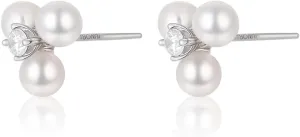 Pearl Stud Earrings for Women,Hypoallergenic 18K Gold Plated 925 Sterling Silver with 6A CZ - 5A Natural Freshwater Pearls Fashion Jewelry Gift for Women/Mom/Girlfriend
