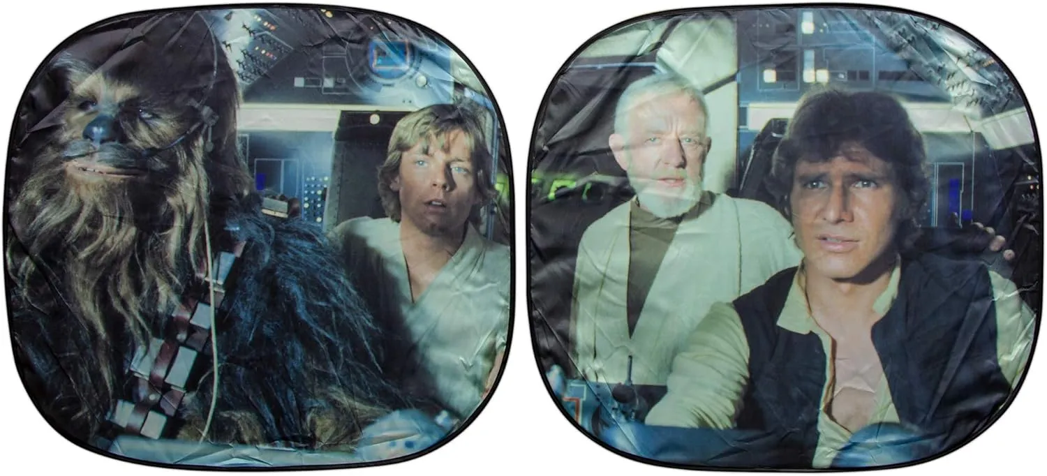 Plasticolor 003747R01 Star Wars Millennium Falcon 2-Piece Magic Car Truck SUV Spring Side Window Sunshade (Pack of 1)