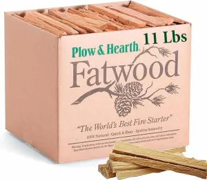 Plow & Hearth 11 LBS Fatwood Fire Starter Sticks, Organic Kindling Sticks for Wood Stoves Fireplaces Campfires Fire Pits, Non Toxic Natural Fire Sarters