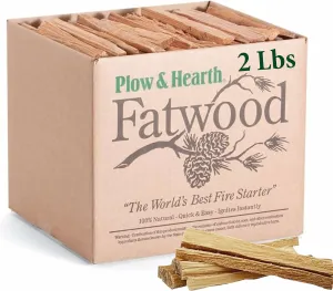Plow & Hearth 2LBS Fatwood Fire Starter Sticks, Organic Kindling Sticks for Wood Stoves Fireplaces Campfires Fire Pits, Non Toxic