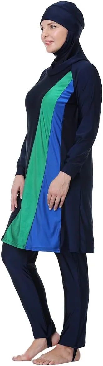 Plus Size Muslim Swimsuits for Women Rash Guard Swimwear Top Pants with Hijab/Cap