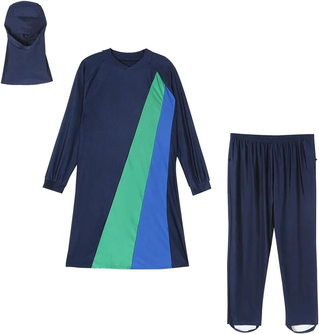 Plus Size Muslim Swimsuits for Women Rash Guard Swimwear Top Pants with Hijab/Cap