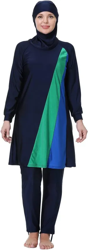 Plus Size Muslim Swimsuits for Women Rash Guard Swimwear Top Pants with Hijab/Cap