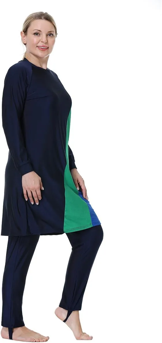 Plus Size Muslim Swimsuits for Women Rash Guard Swimwear Top Pants with Hijab/Cap