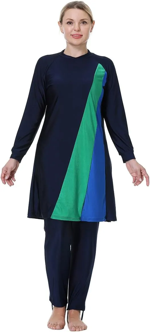 Plus Size Muslim Swimsuits for Women Rash Guard Swimwear Top Pants with Hijab/Cap