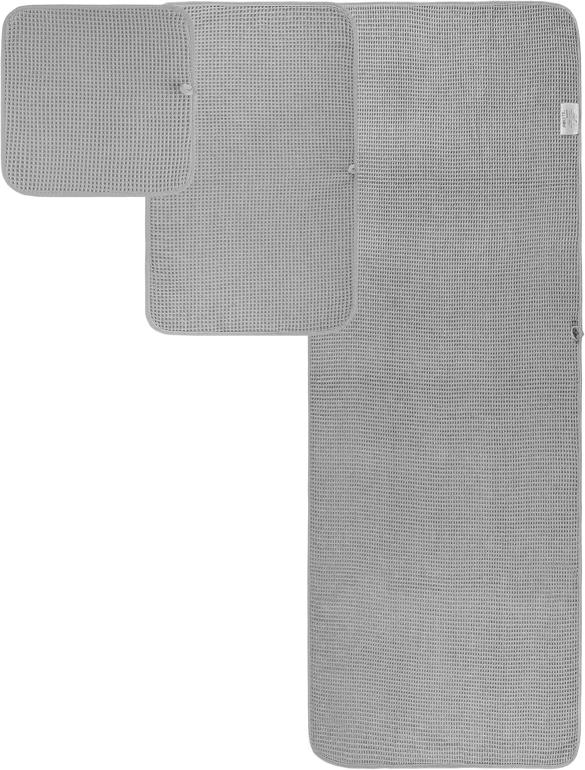 POLYTE Oversize, 60 x 30 in., Quick Dry Lint Free Microfiber Bath Towel Set, 6 Piece (Light Gray, Waffle Weave)