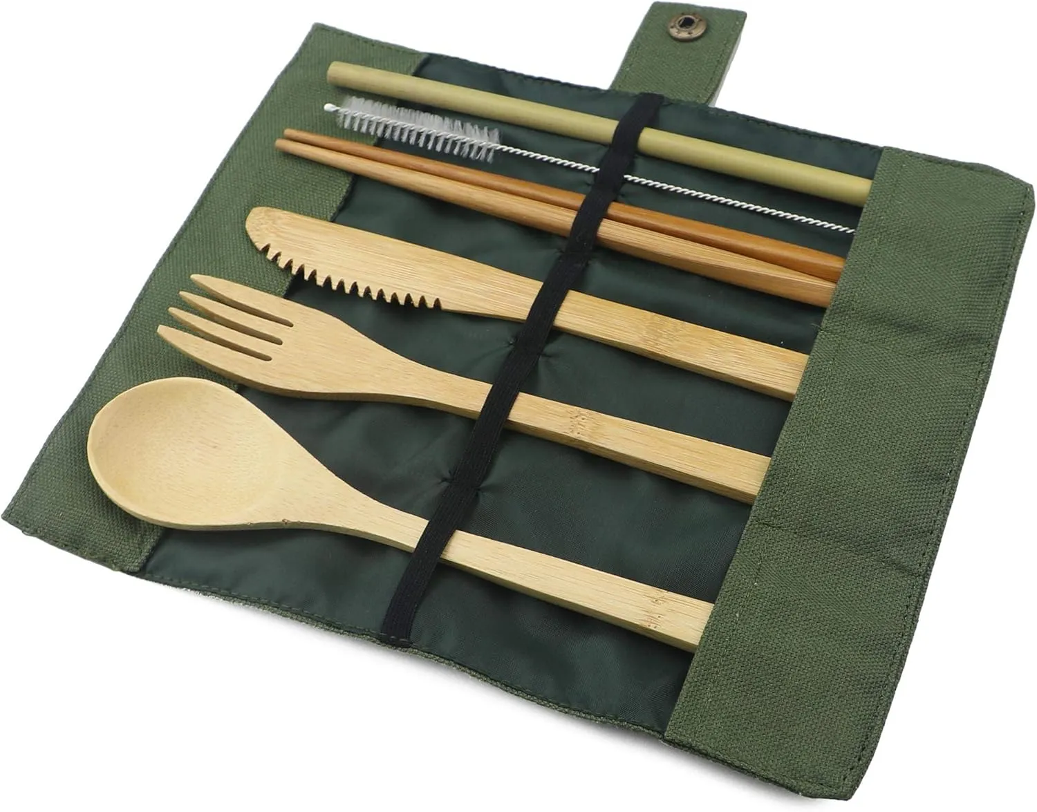 Portable Bamboo Flatware Set, Reusable Straw Chopsticks, Eco-Friendly Travel Hiking Dinnerware Set, Set of 4, 4 Color Bag