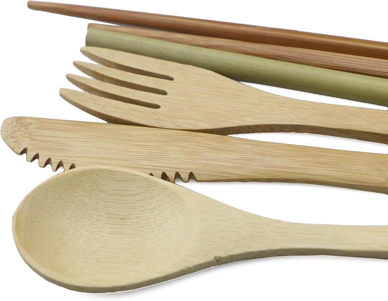 Portable Bamboo Flatware Set, Reusable Straw Chopsticks, Eco-Friendly Travel Hiking Dinnerware Set, Set of 4, 4 Color Bag