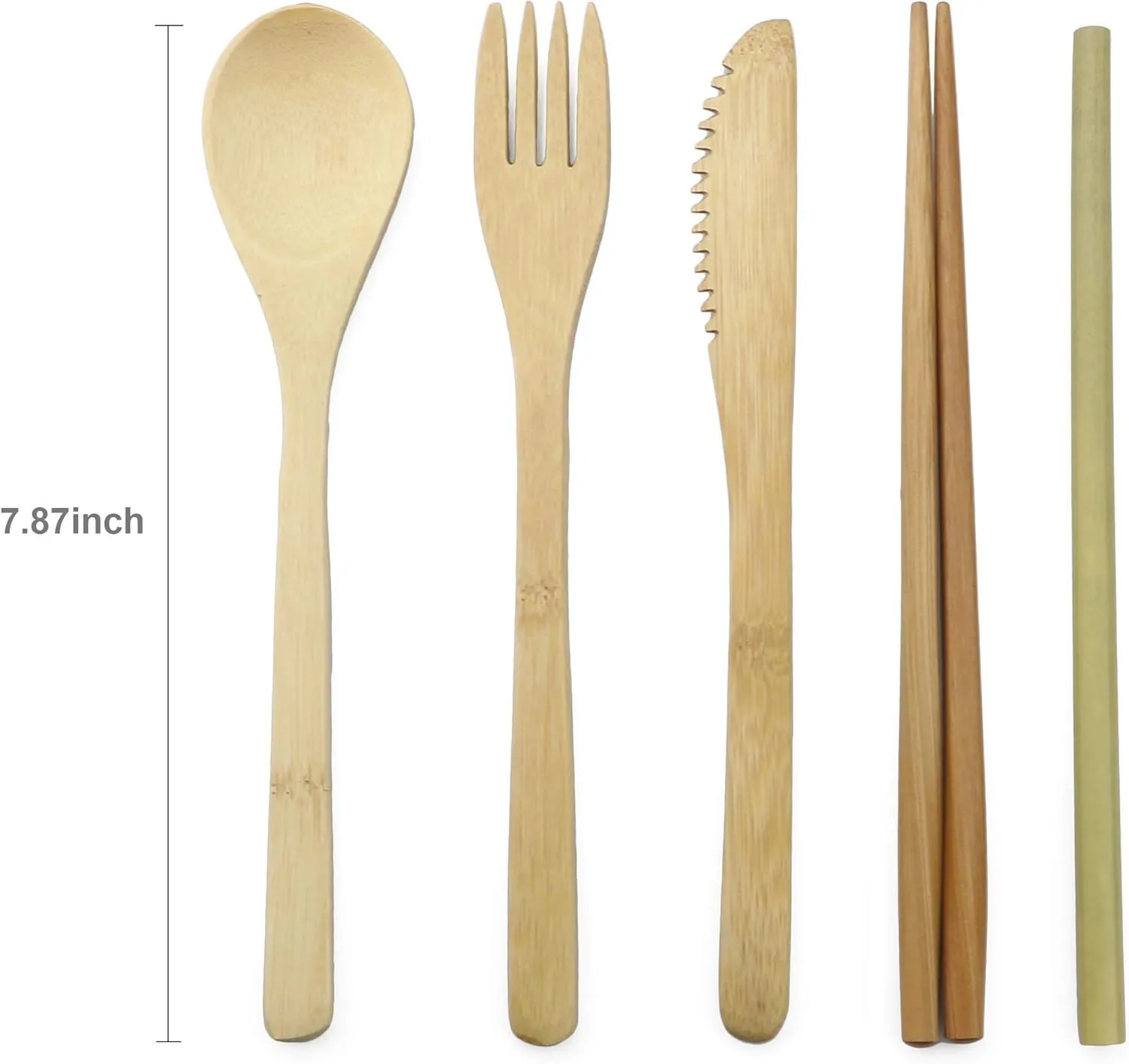 Portable Bamboo Flatware Set, Reusable Straw Chopsticks, Eco-Friendly Travel Hiking Dinnerware Set, Set of 4, 4 Color Bag
