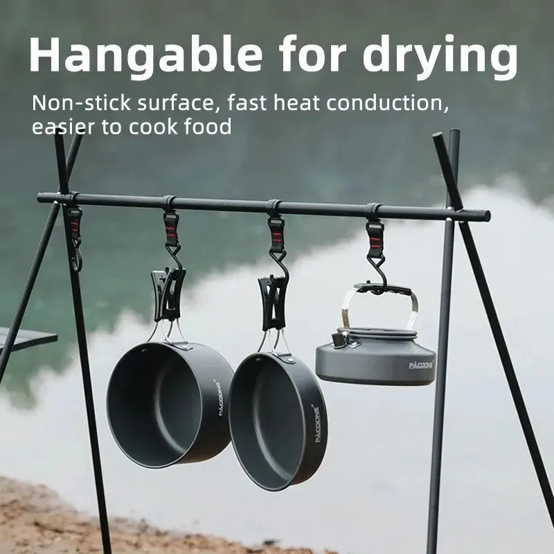 Portable Camping Cookware Set Outdoor Tableware Kit Black