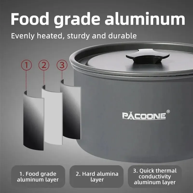 Portable Camping Cookware Set Outdoor Tableware Kit Black