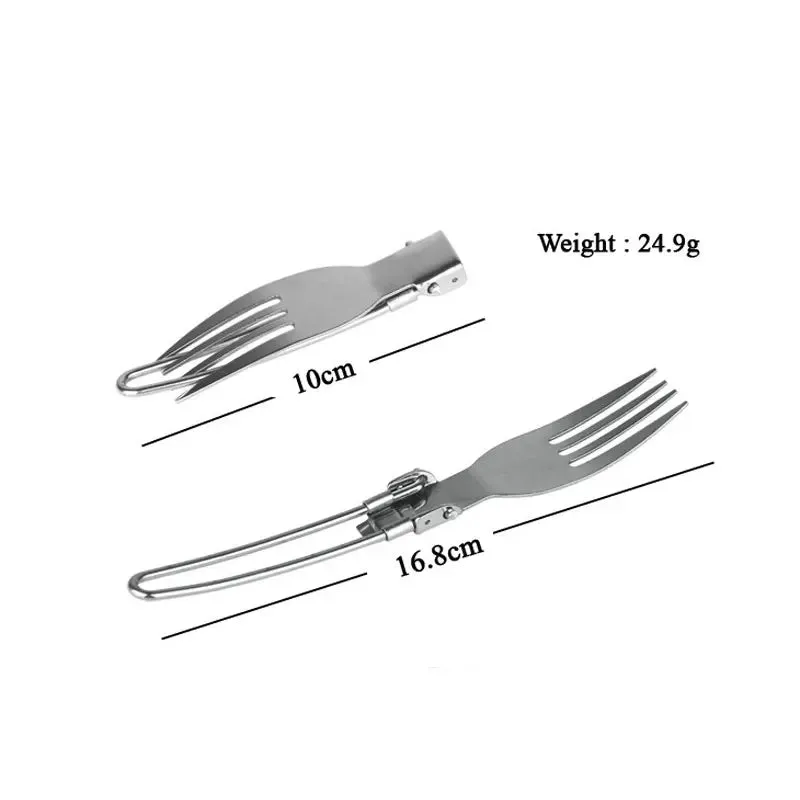 Portable Folding Knife, Fork, and Spoon Set - Stainless Steel Outdoor Tableware for Travel and Picnic