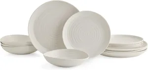 Portmeirion Sophie Conran 12 Piece Coupe Set | Elegant Porcelain Dinnerware Serving Plates | Appetizer, Buffet, Dinner, and Lunch Plates | Dishwasher Safe