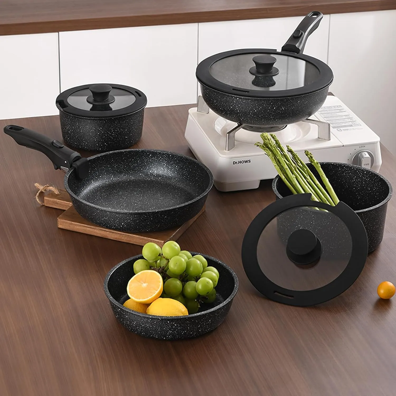 Pots and Pans Set, Nonstick Detachable Handle Cookware Set, Induction Kitchen Cookware Set with Removable Handle, Healthy Non Stick Cookware, Dishwasher ＆ Oven Safe, PFOA Free