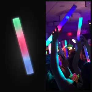 Promotional Party Glow Sticks - 50 Reusable 16" Light Up Sticks with 3 Mode Multicolor Foam Glow for Wedding, Parties, and Dancing