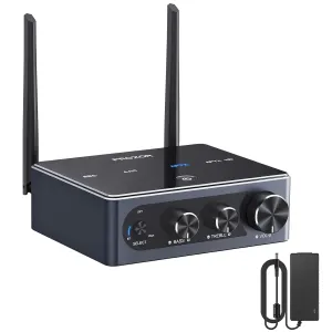 PROZOR Bluetooth 5.2 DAC Amplifier Optical/RCA/AUX Input, aptX-HD/aptX/AAC Support, 100W x 2 Class D Stereo Amp, Plug n Play Home Audio Amplifiers for Passive Speakers, Works with Smartphone PC TV