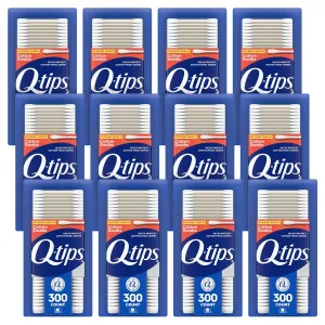 Q-tips Antimicrobial Swabs for Cleaning are Made with 100 Percent Cotton, 300 Count, Pack of 12