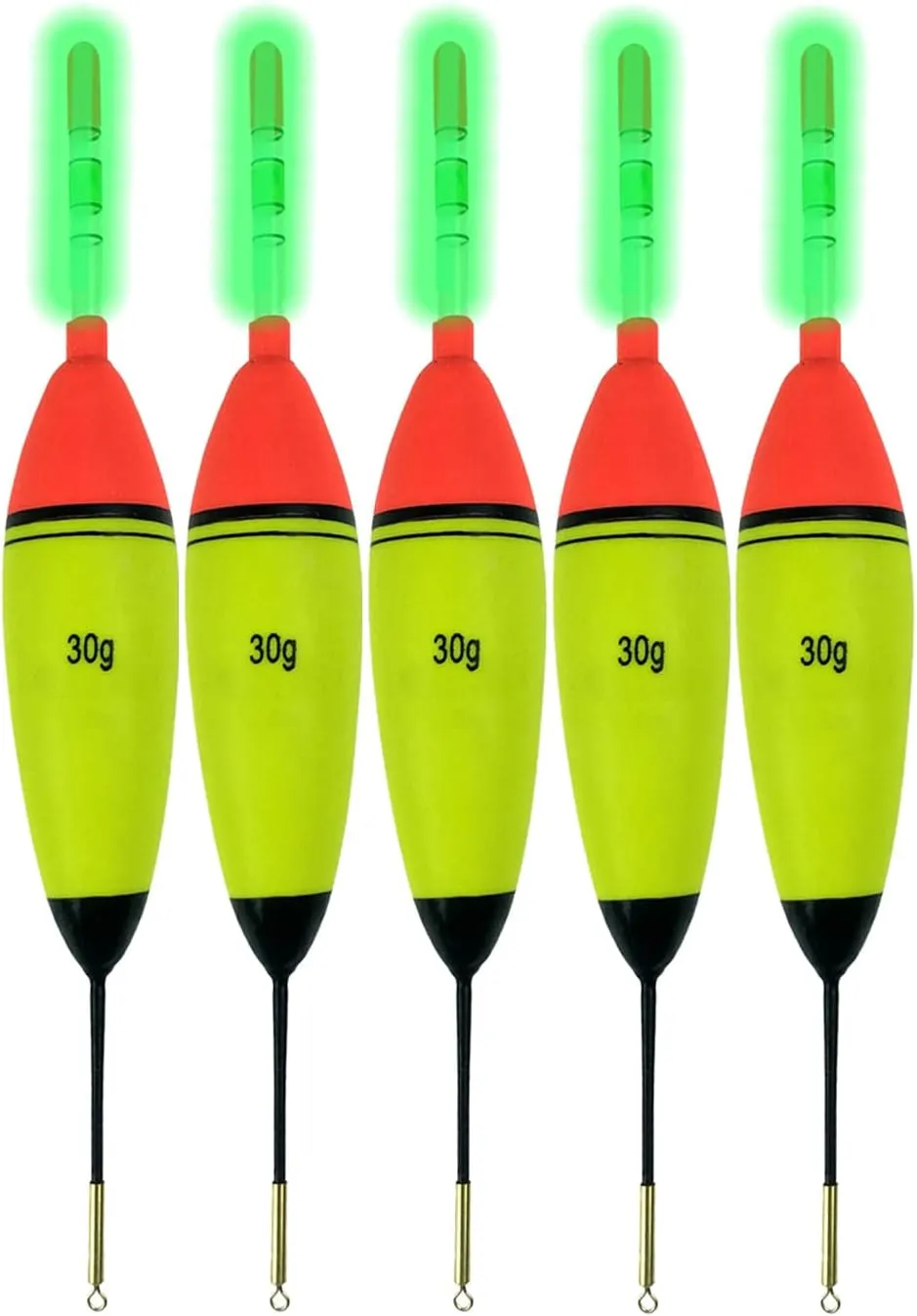 QualyQualy 5Pcs Lighted Fishing Bobbers EVA Foam Fishing Floats and Bobbers   10Pcs Fishing Glow Sticks, Night Fishing Light Up Bobbers