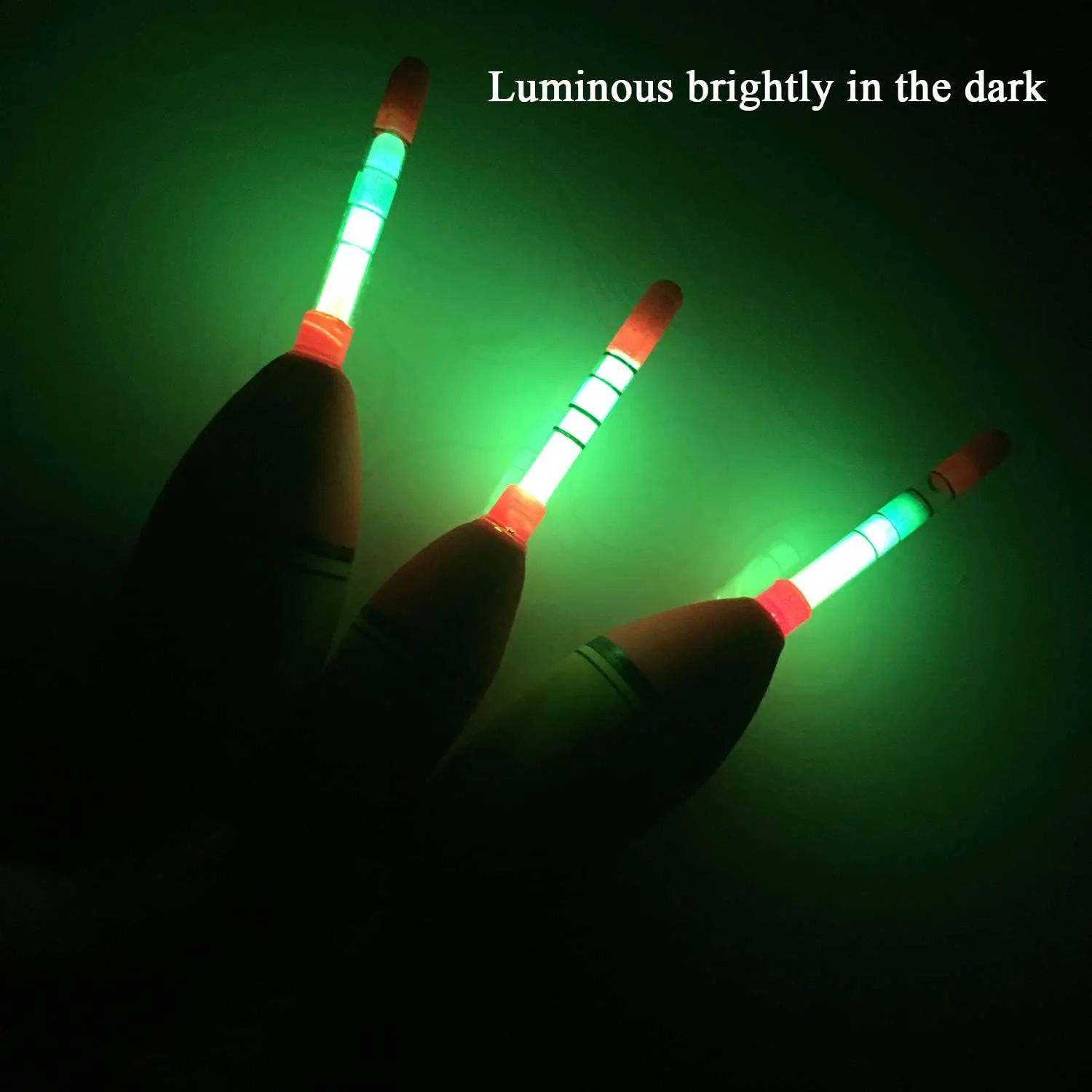 QualyQualy 5Pcs Lighted Fishing Bobbers EVA Foam Fishing Floats and Bobbers   10Pcs Fishing Glow Sticks, Night Fishing Light Up Bobbers