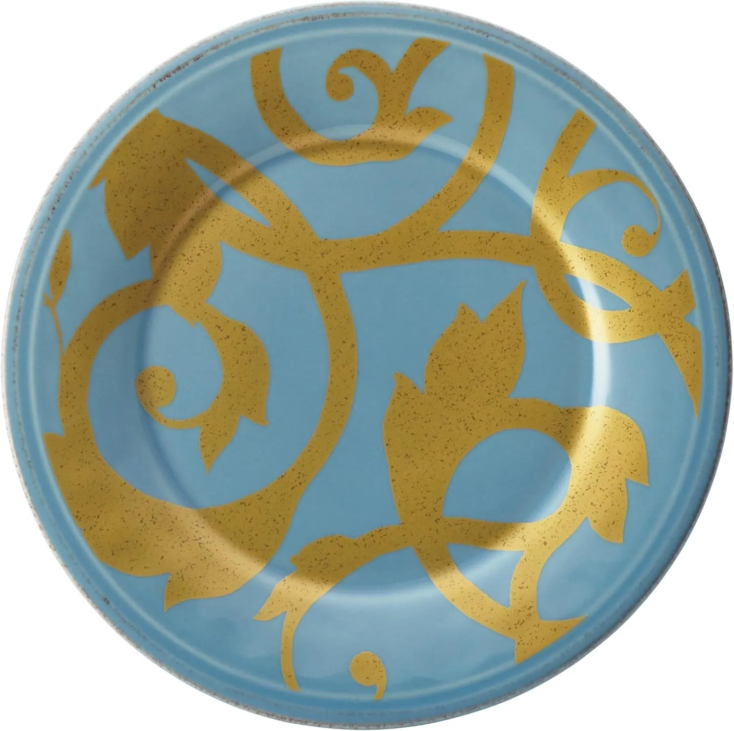 Rachael Ray Dinnerware Gold Scroll 4-Piece Round Appetizer Plate Set, Assorted