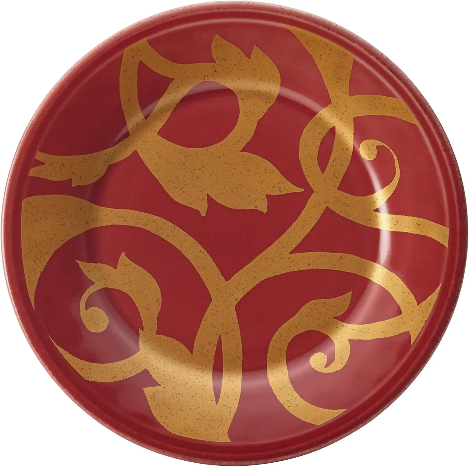 Rachael Ray Dinnerware Gold Scroll 4-Piece Salad Plate Set, Cranberry Red
