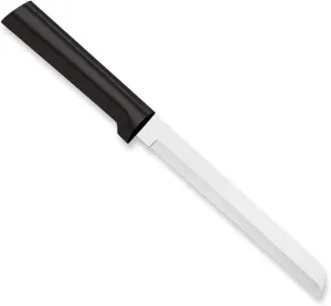 Rada Cutlery 6" Bread Knife (W236), Stainless Steel Hollow Ground Serrated Blade, Made in USA, Black Handle