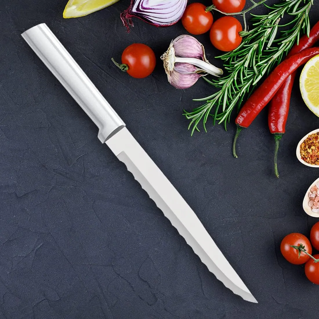 Rada Cutlery Serrated Slicer Knife, Made in USA, Silver Handle