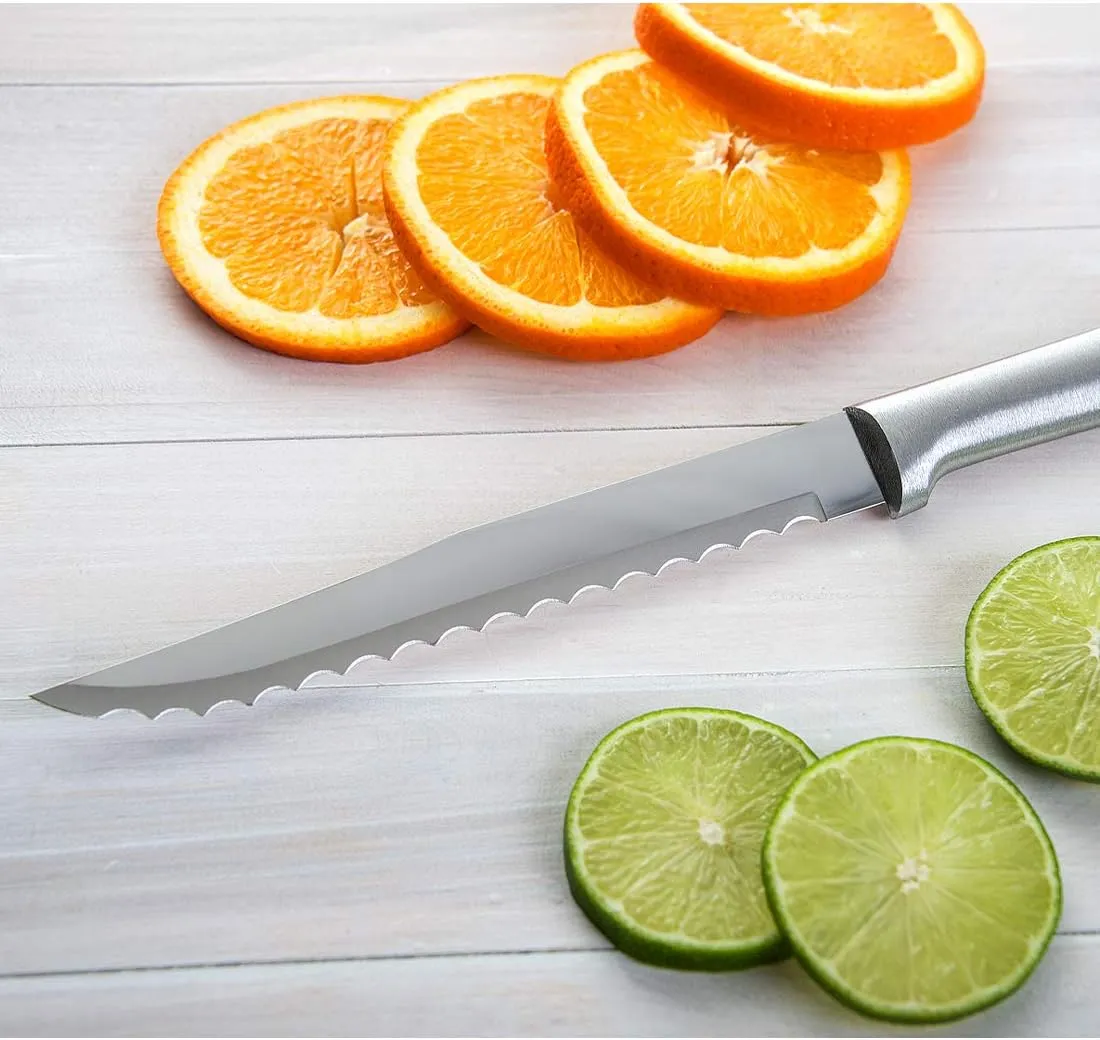 Rada Cutlery Serrated Slicer Knife, Made in USA, Silver Handle